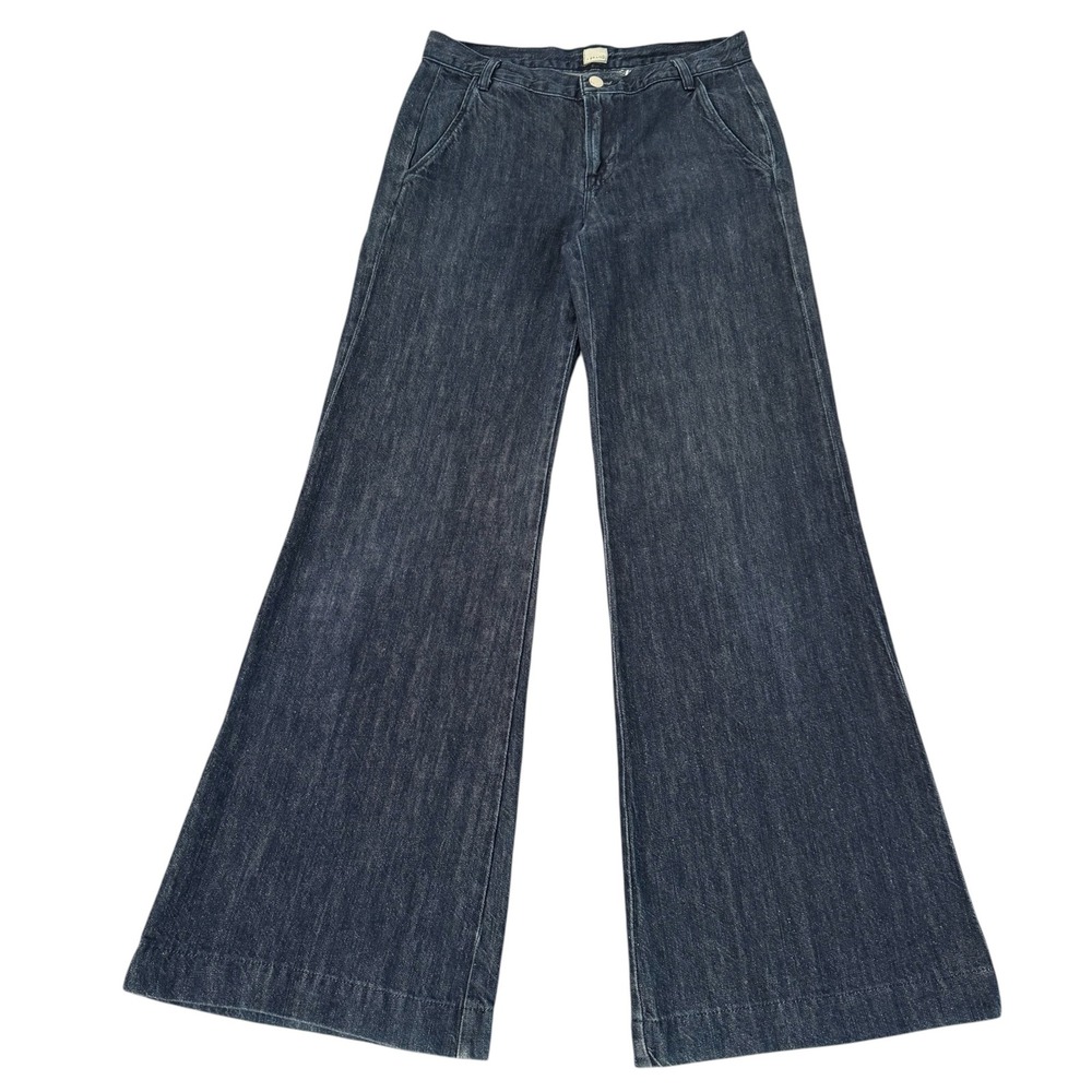 J Brand 30x32 (Tag Size 26) Indigo Blue Cotton Linen Wide Leg Flare Womens Jeans